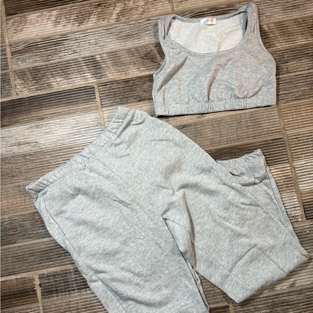 Gray Sports Bra and Joggers Set